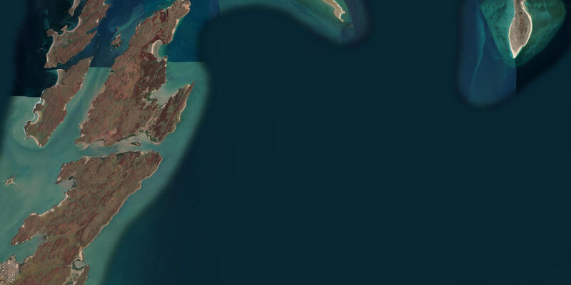 Satellite view of the coast near Hauy Islet