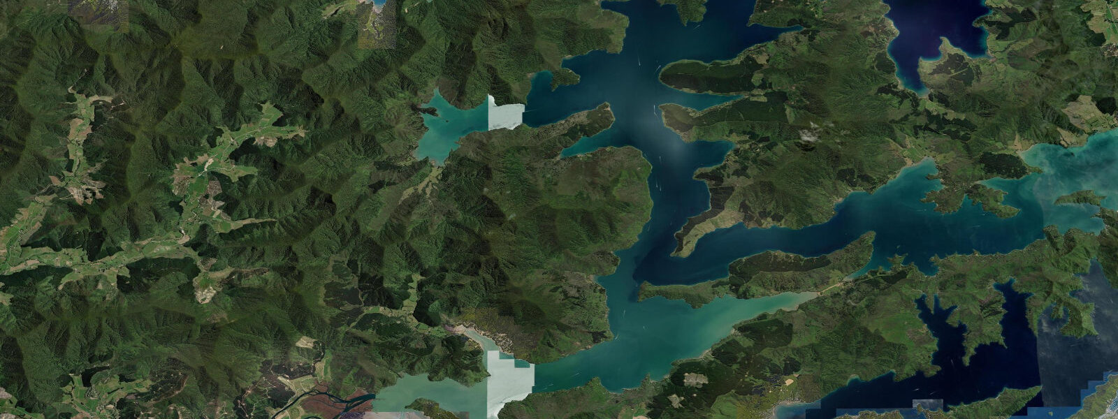 Satellite view of the coast near Havelock, Marlborough