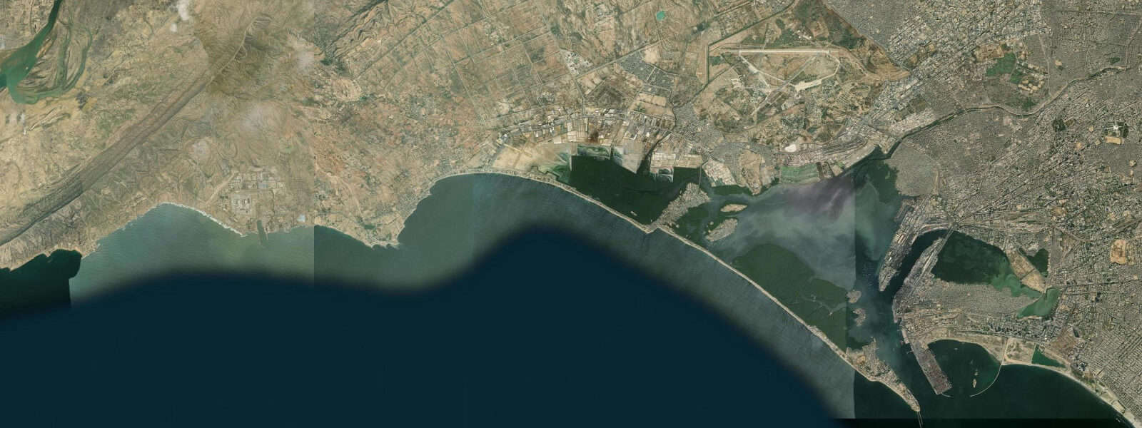 Satellite view of the coast near Hawks Bay