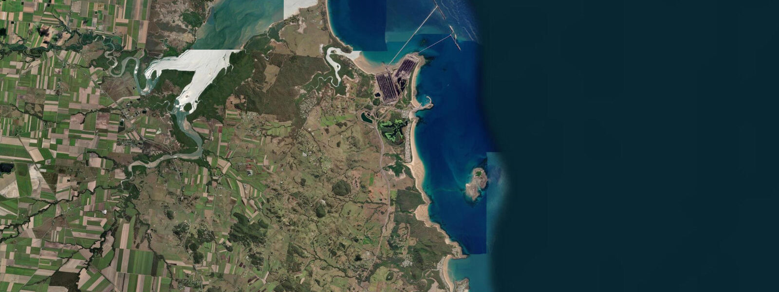 Satellite view of the coast near Hay Point
