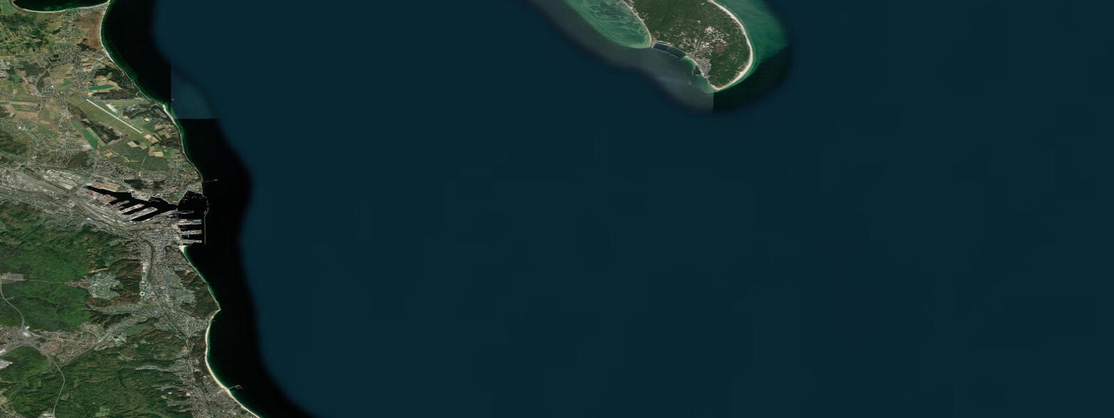 Satellite view of the coast near Hel Peninsula