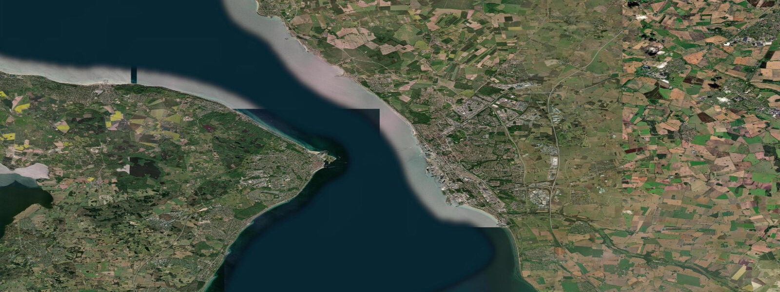 Satellite view of the coast near Helsingborg
