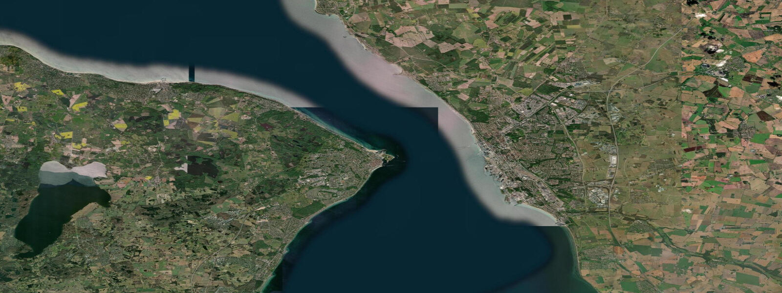 Satellite view of the coast near Helsingør