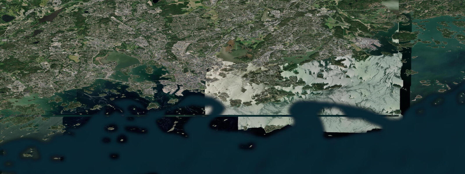 Satellite view of the coast near Helsinki