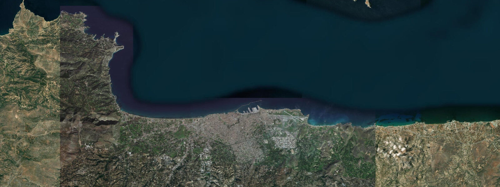 Satellite view of the coast near Heraklion, Crete