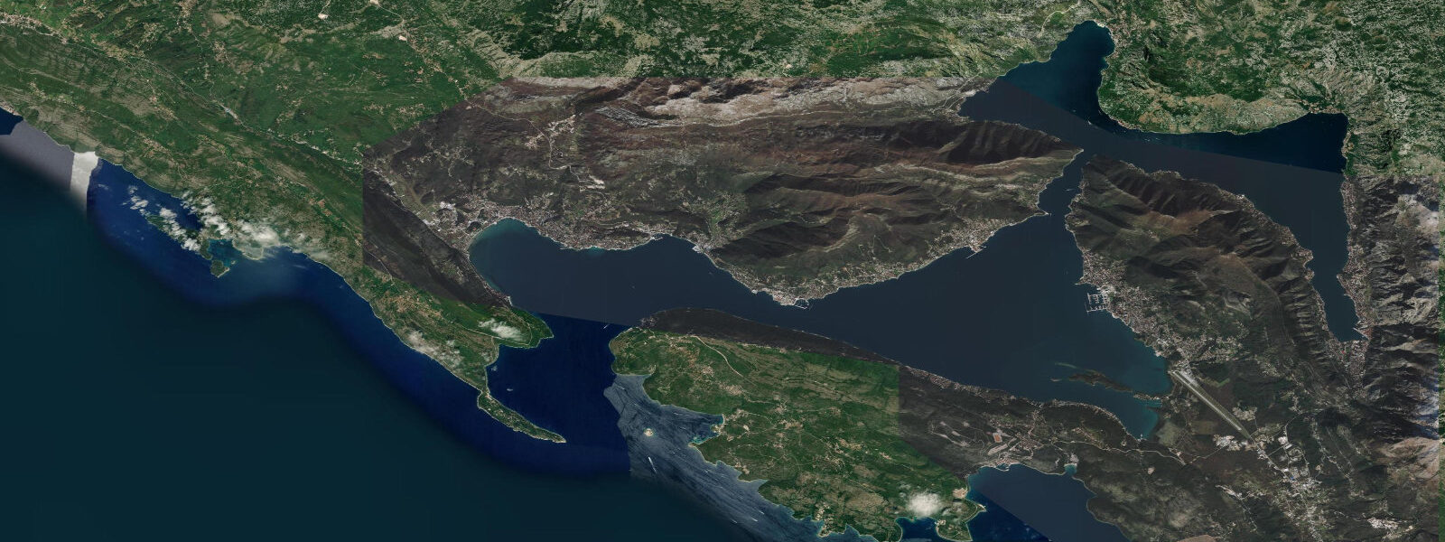 Satellite view of the coast near Herceg Novi