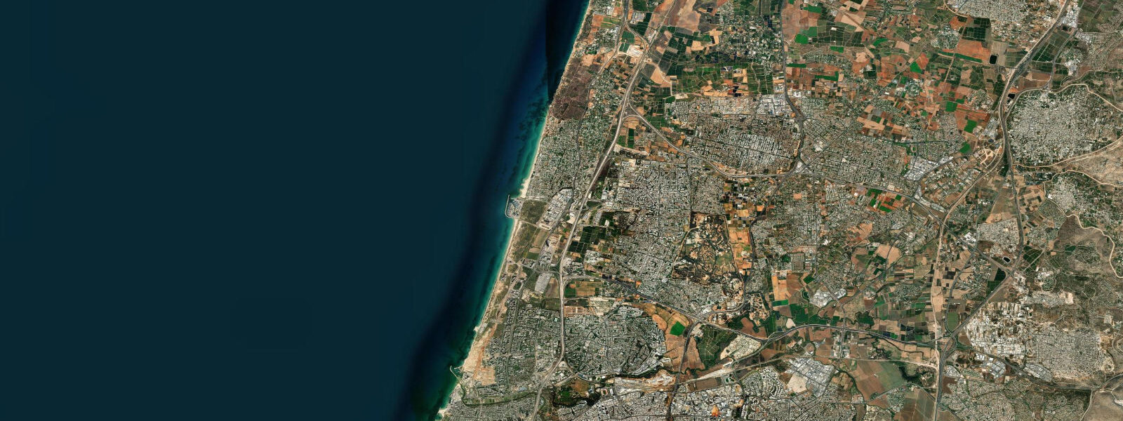 Satellite view of the coast near Herzliya, Tel Aviv District