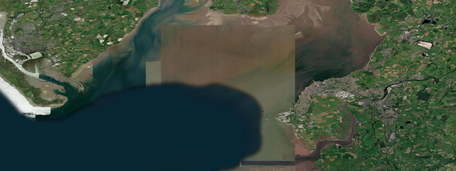 Satellite view of the coast near Heysham