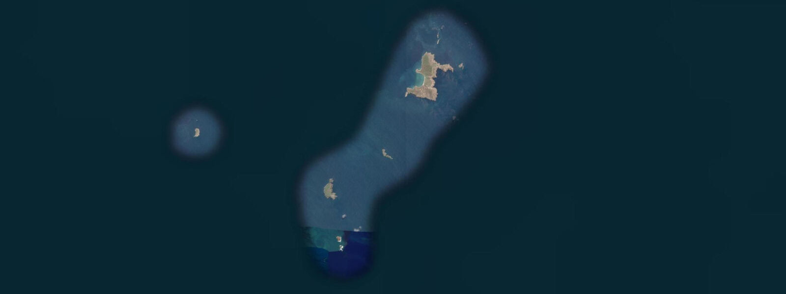 Satellite view of the coast near High Peak Island