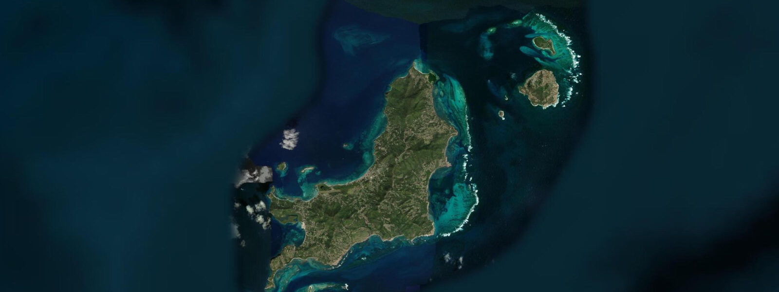 Satellite view of the coast near Hillsborough, Carriacou