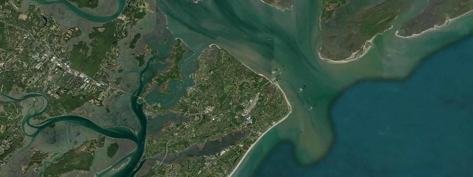 Satellite view of the coast near Hilton Head Island, SC
