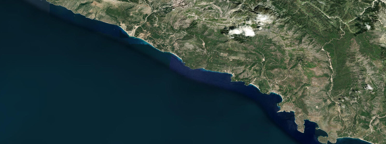 Satellite view of the coast near Himarë, Vlorë County