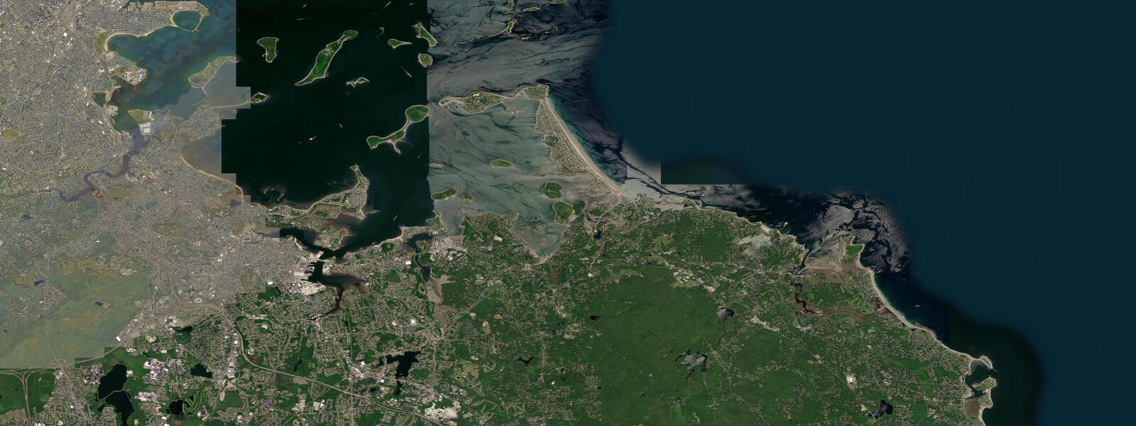 Satellite view of the coast near Hingham