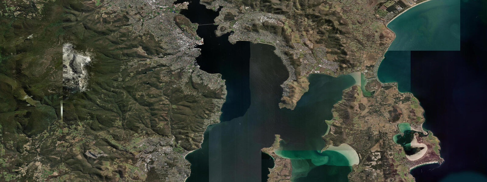 Satellite view of the coast near Hobart
