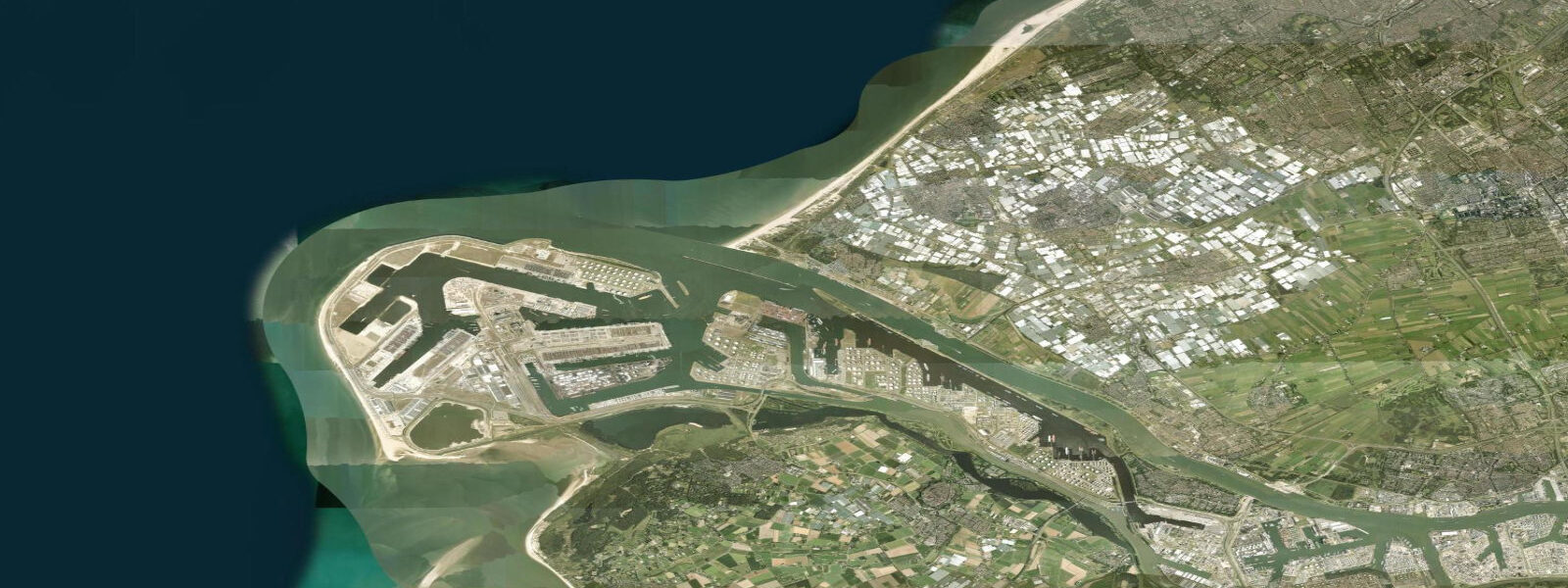 Satellite view of the coast near Hoek van Holland, South Holland