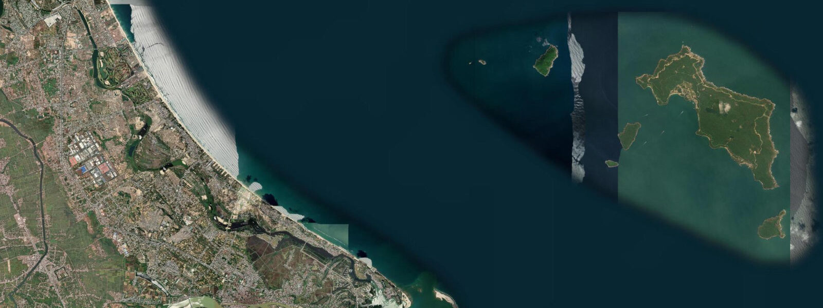 Satellite view of the coast near Hoi An, Central Vietnam