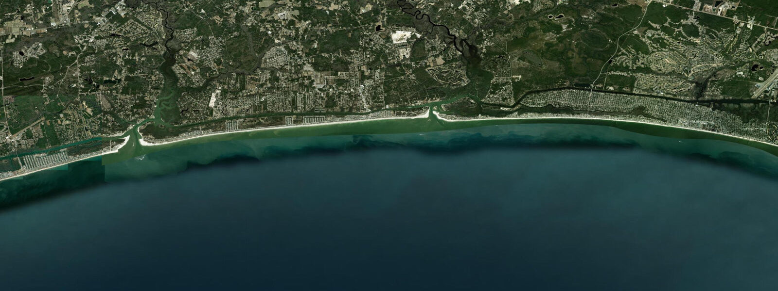 Satellite view of the coast near Holden Beach