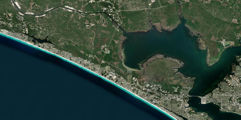 Satellite view of the coast near Hollywood Beach