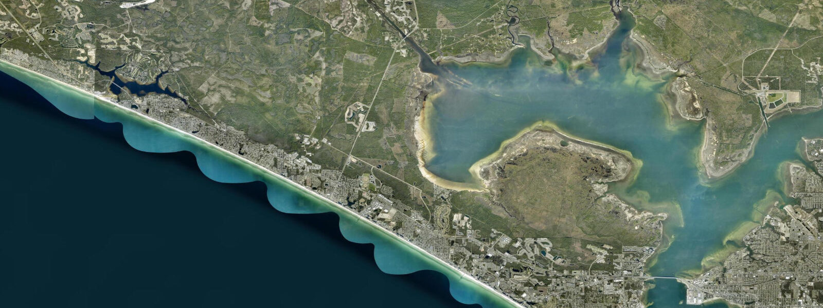 Satellite view of the coast near Hollywood Beach
