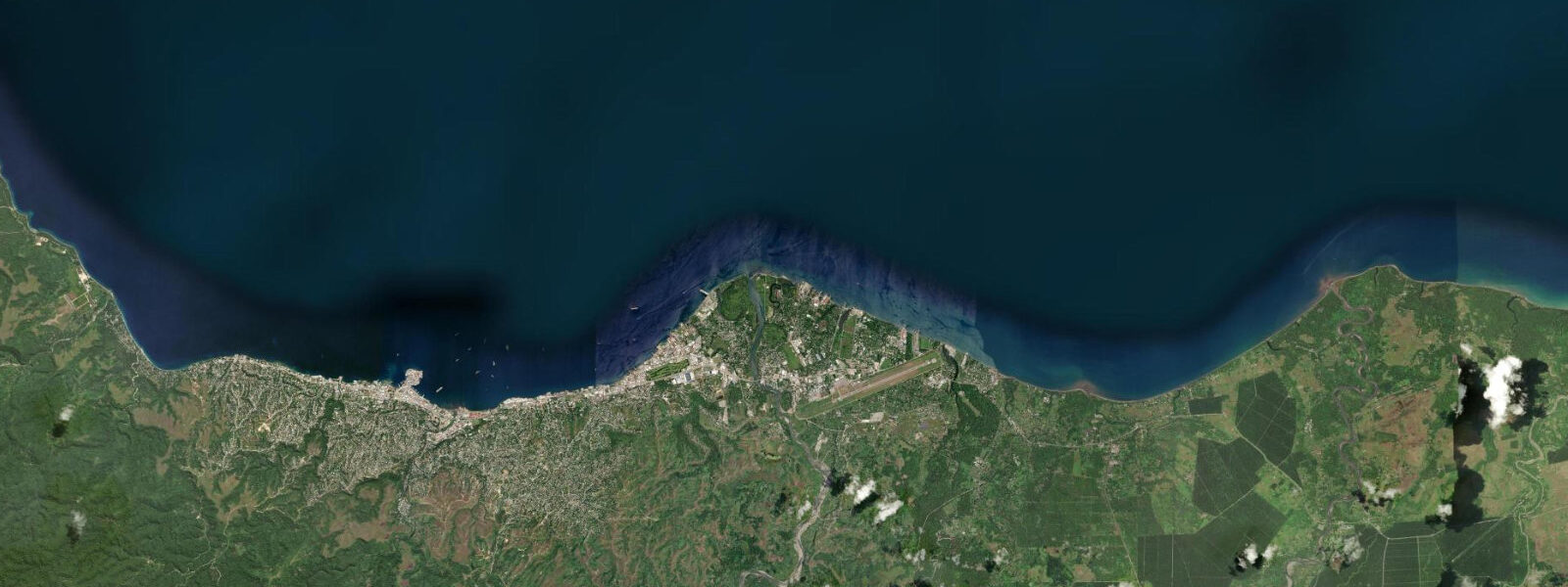 Satellite view of the coast near Honiara