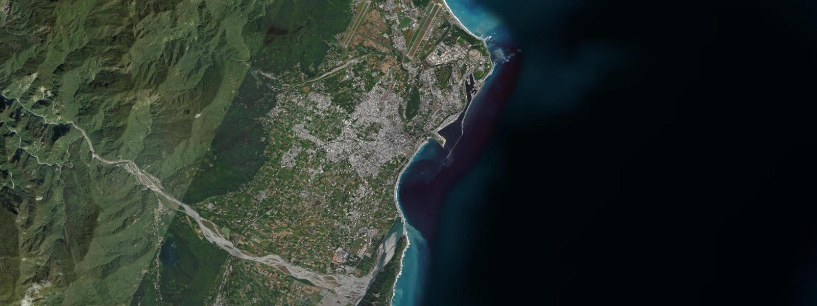 Satellite view of the coast near Hualien