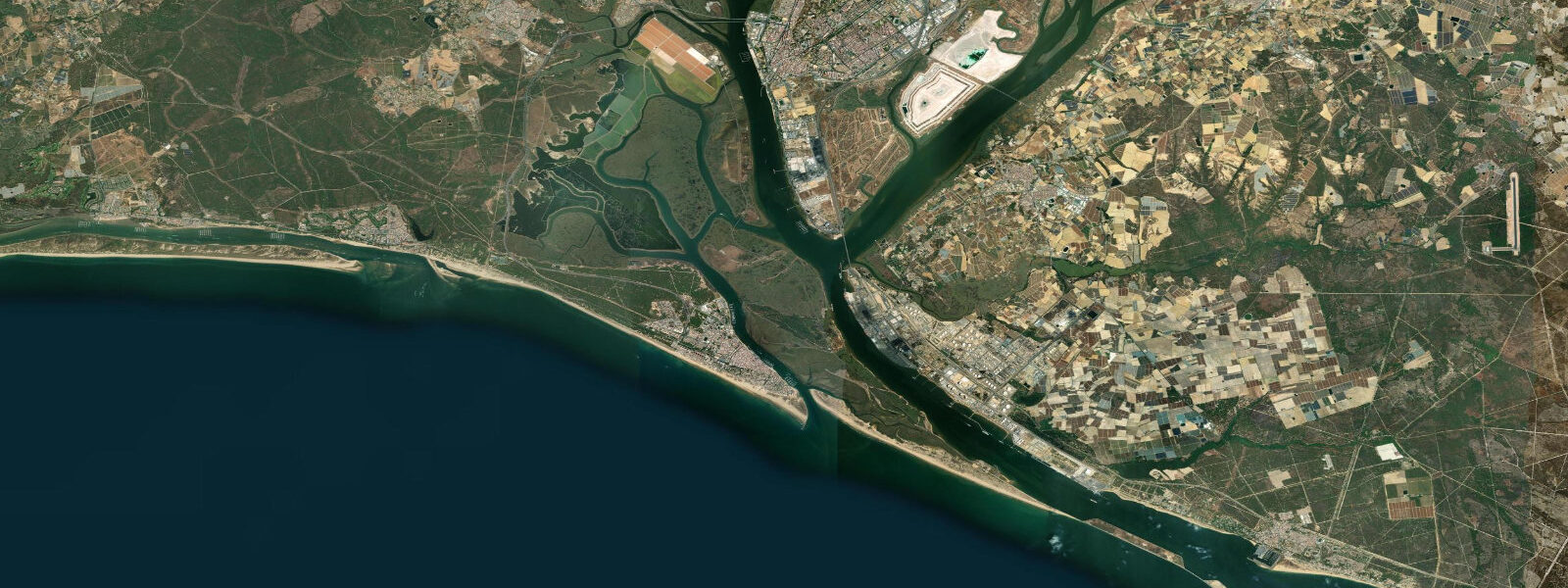 Satellite view of the coast near Huelva
