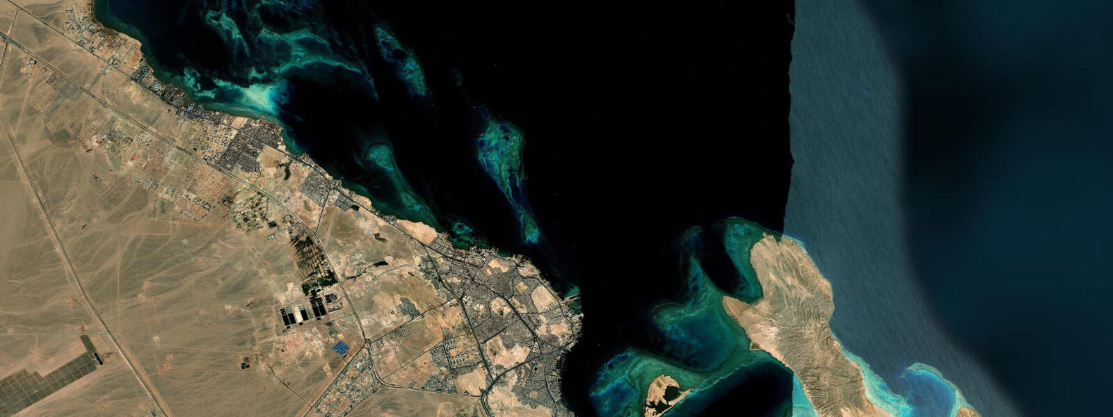 Satellite view of the coast near Hurghada