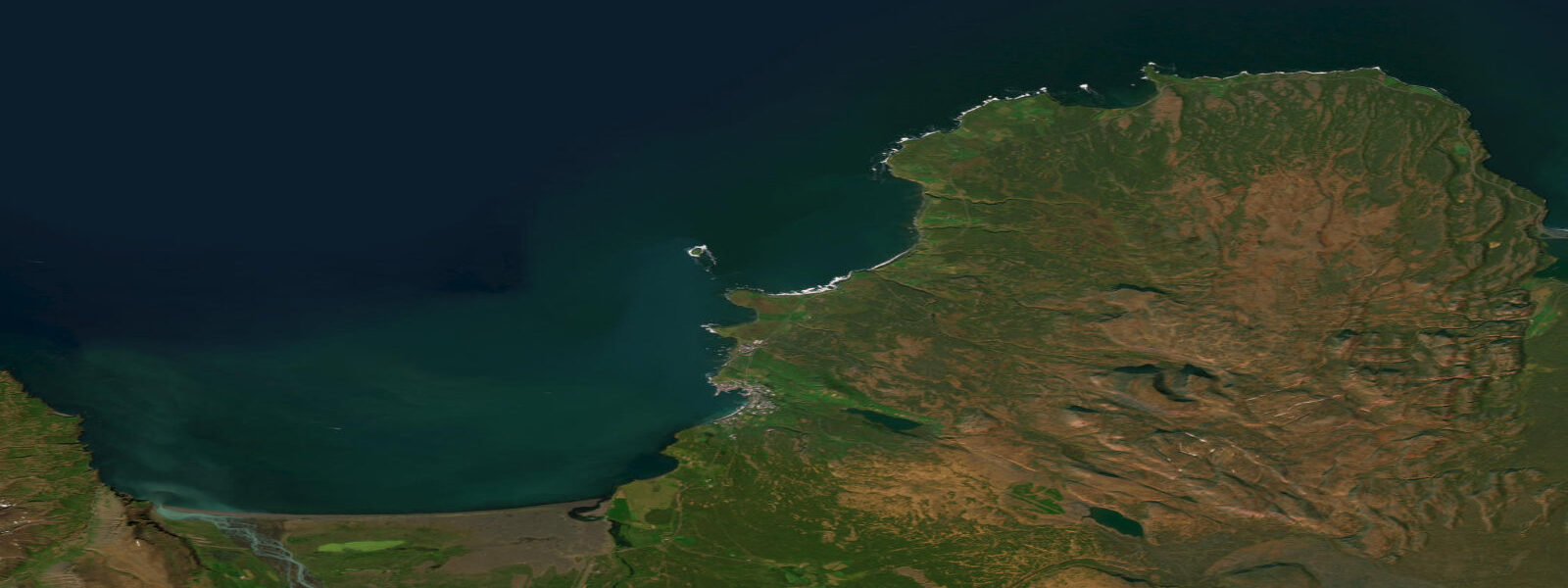 Satellite view of the coast near Húsavík