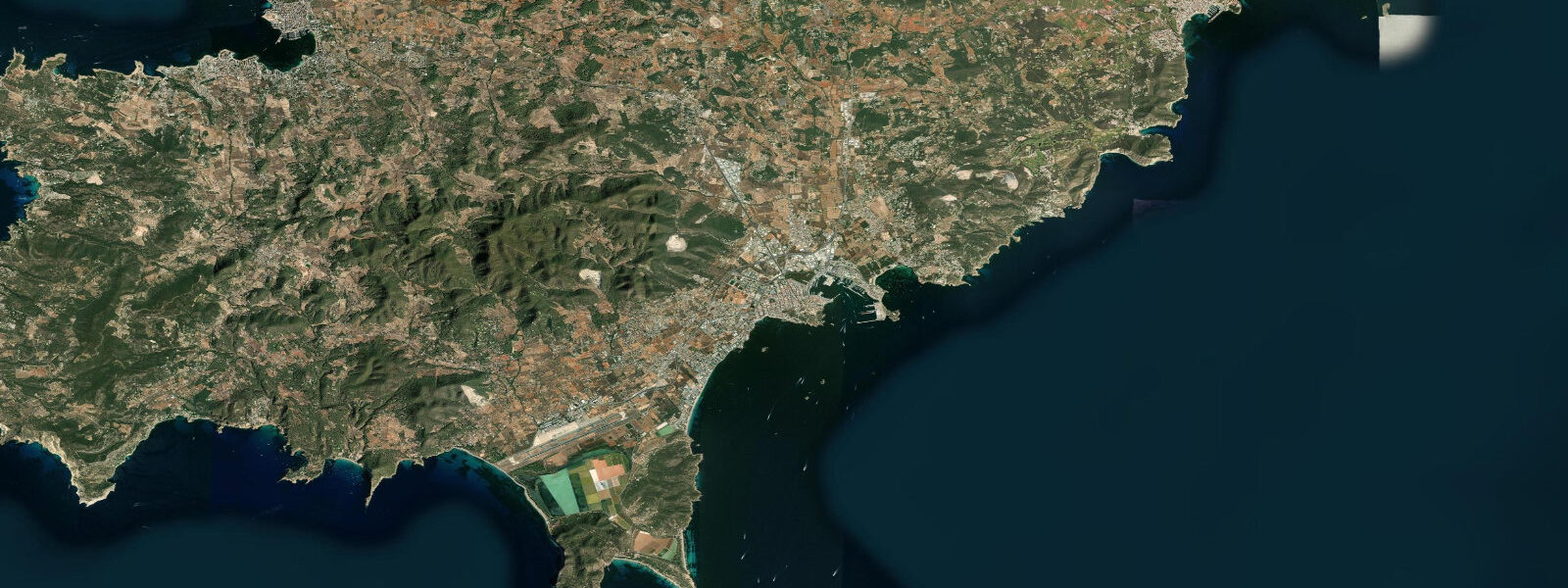 Satellite view of the coast near Ibiza, Balearic Islands