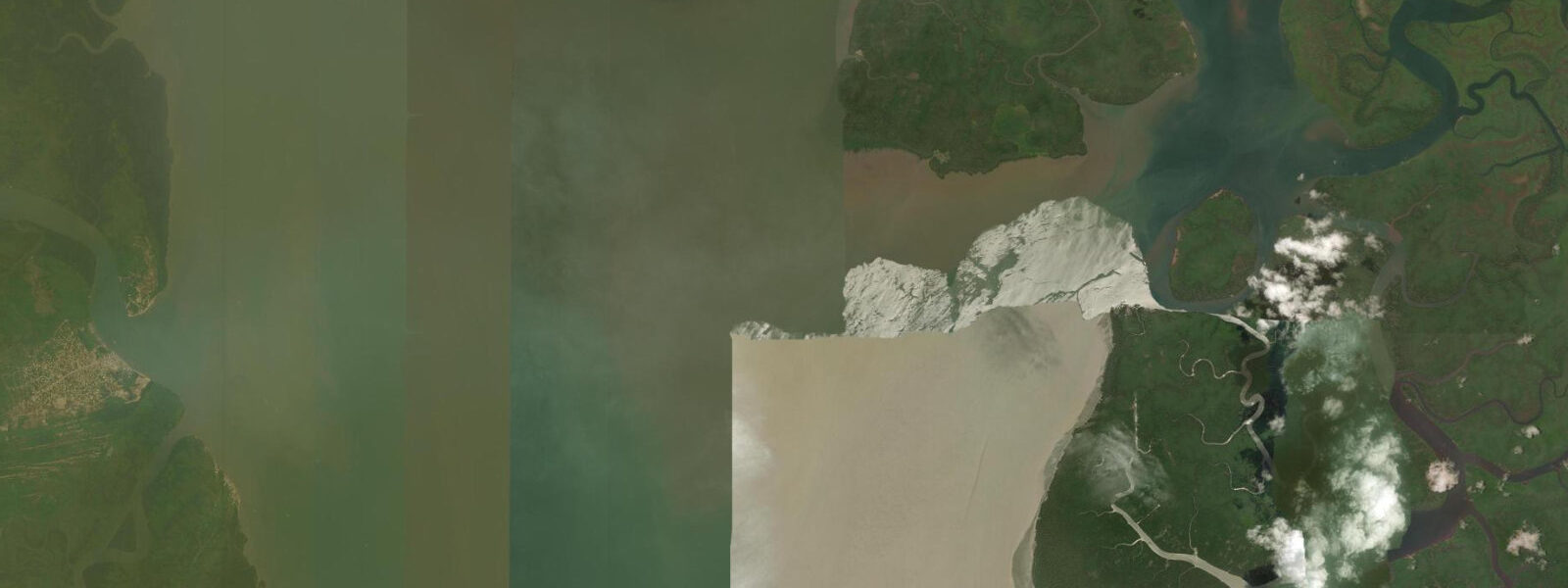 Satellite view of the coast near Ikang
