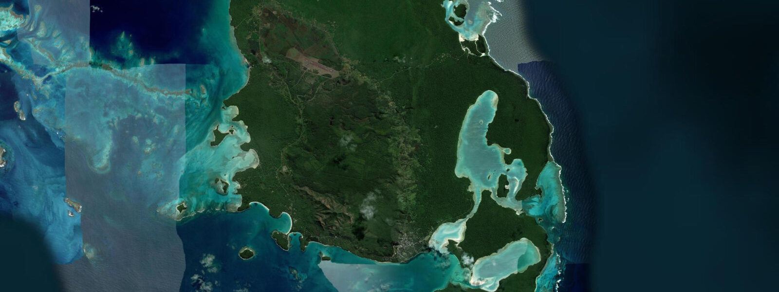 Satellite view of the coast near Île des Pins, New Caledonia