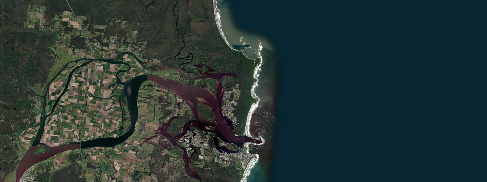 Satellite view of the coast near Iluka
