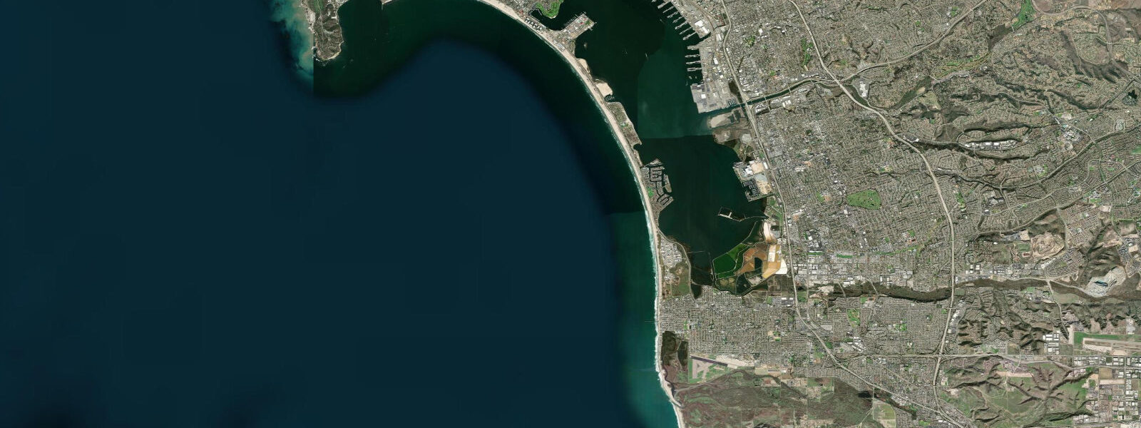 Satellite view of the coast near Imperial Beach