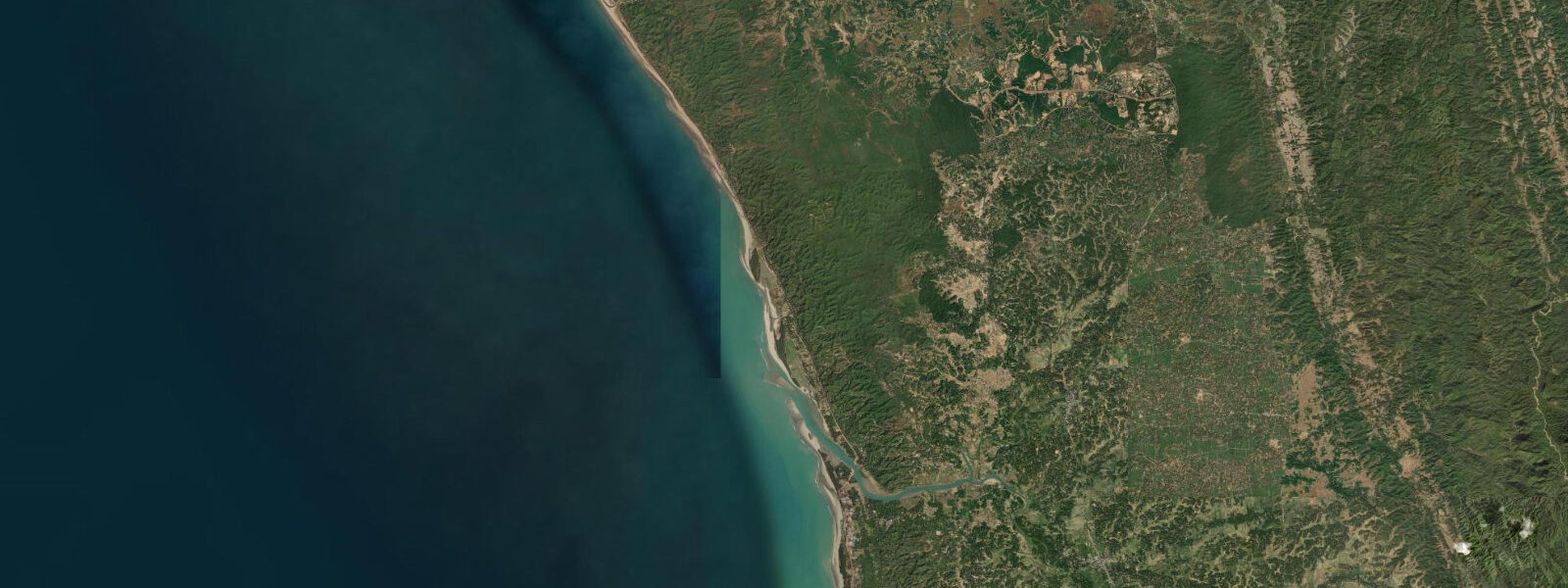 Satellite view of the coast near Inani Beach