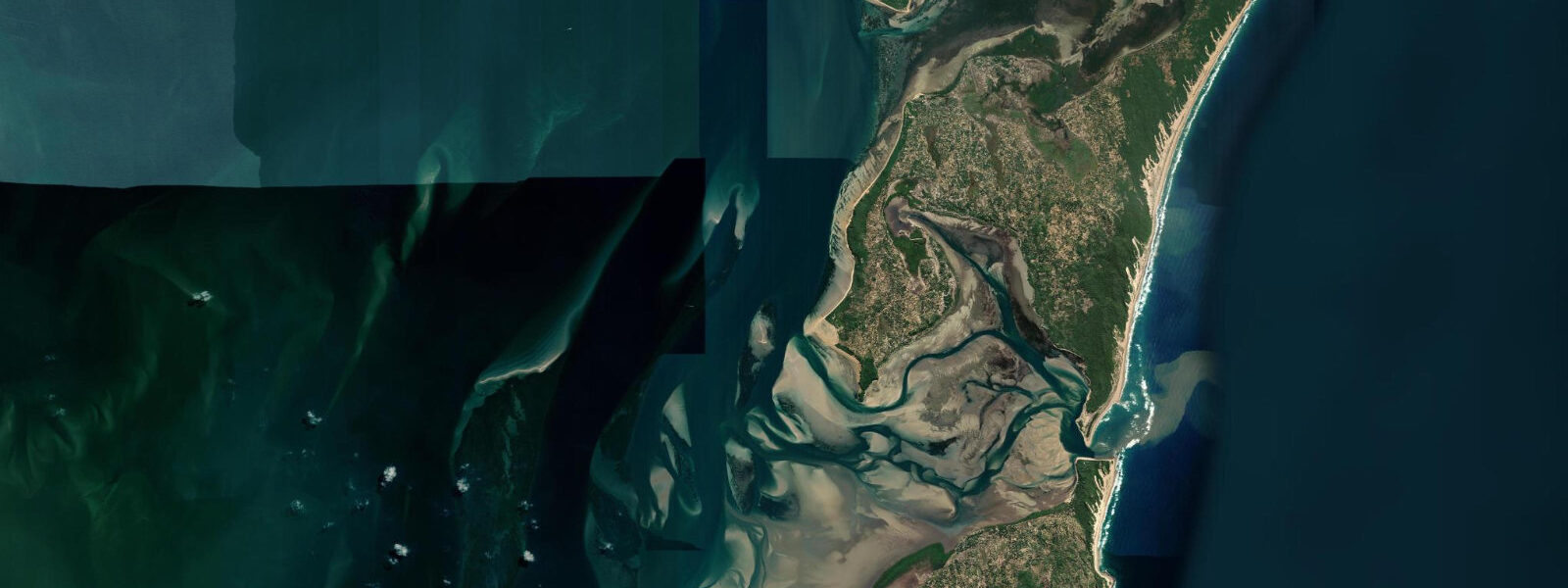 Satellite view of the coast near Inhaca Island