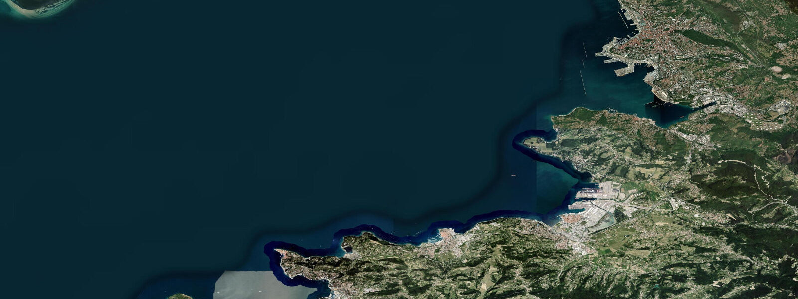 Satellite view of the coast near Izola