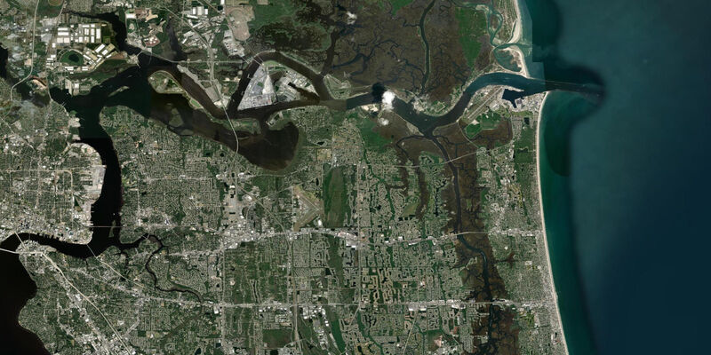 Satellite view of the coast near Jacksonville Beach