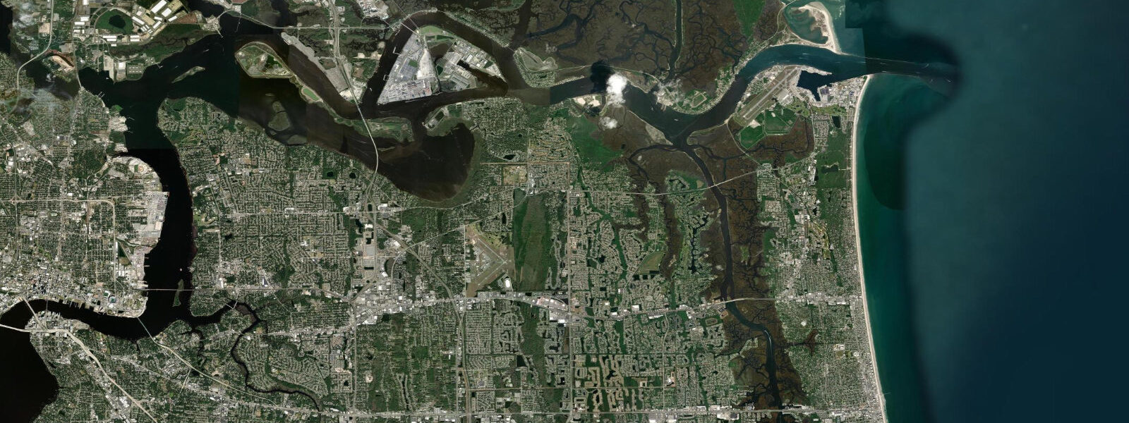 Satellite view of the coast near Jacksonville Beach