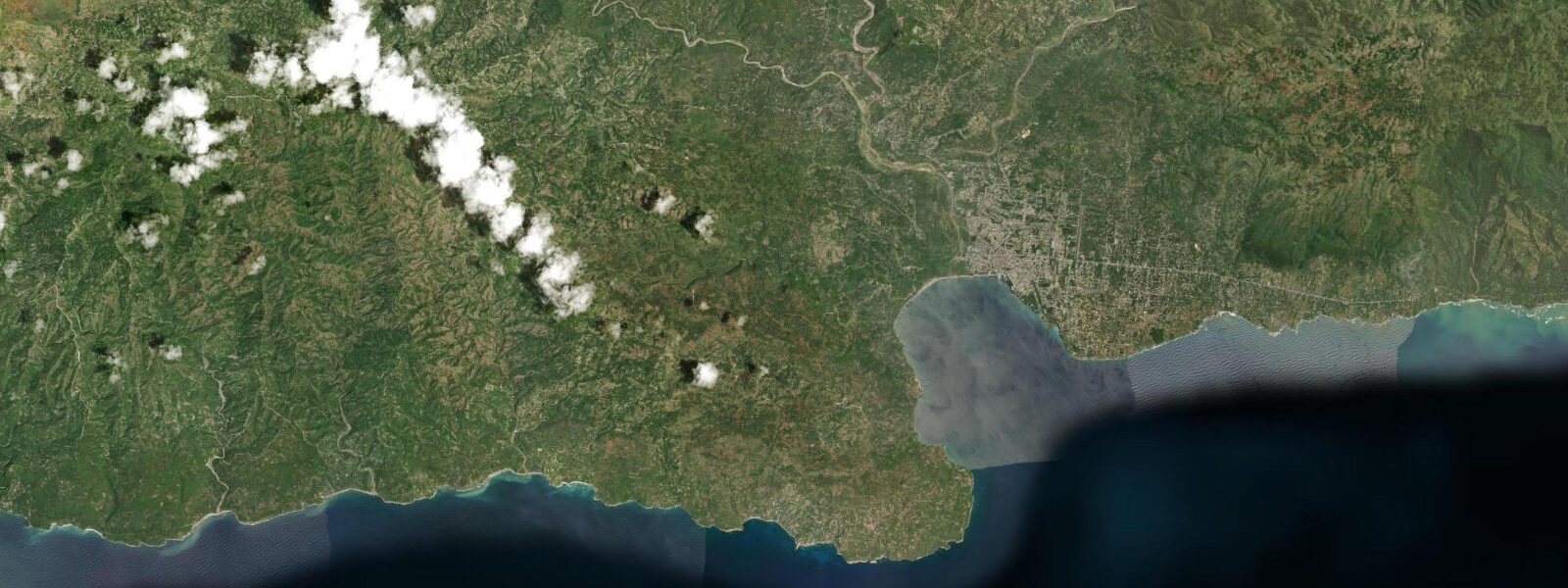 Satellite view of the coast near Jacmel