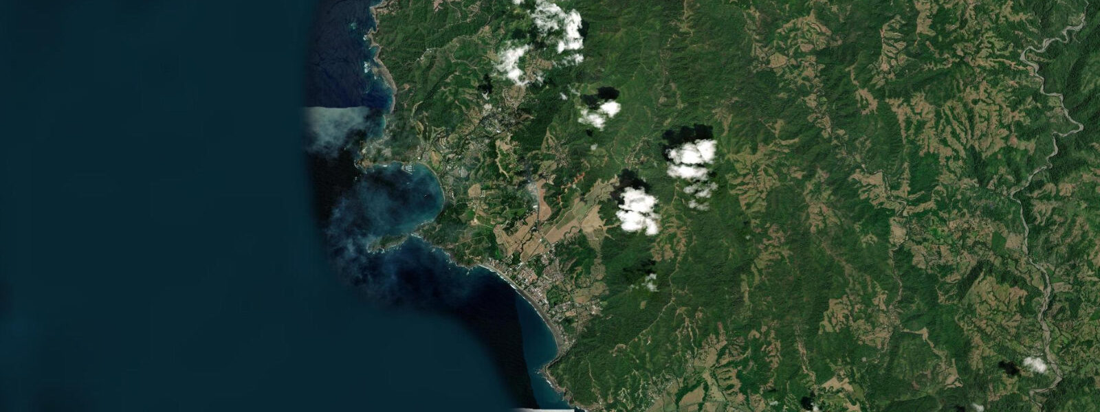 Satellite view of the coast near Jacó, Puntarenas