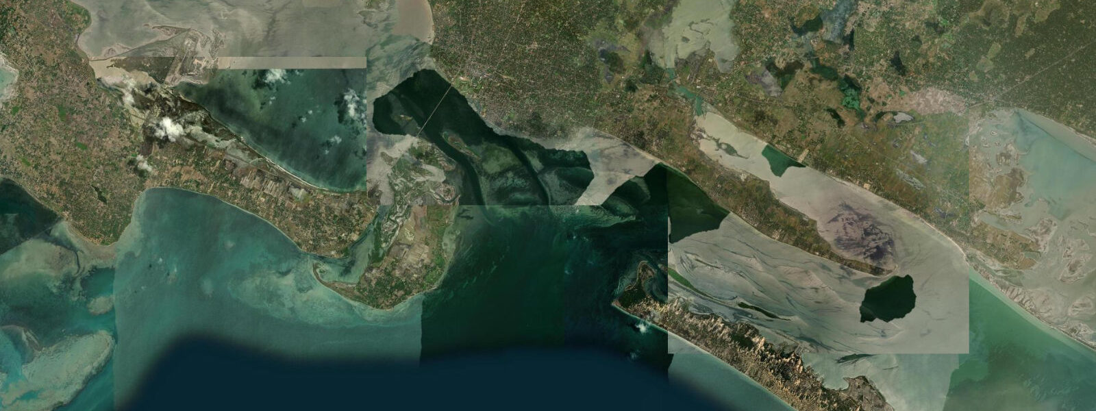 Satellite view of the coast near Jaffna Lagoon