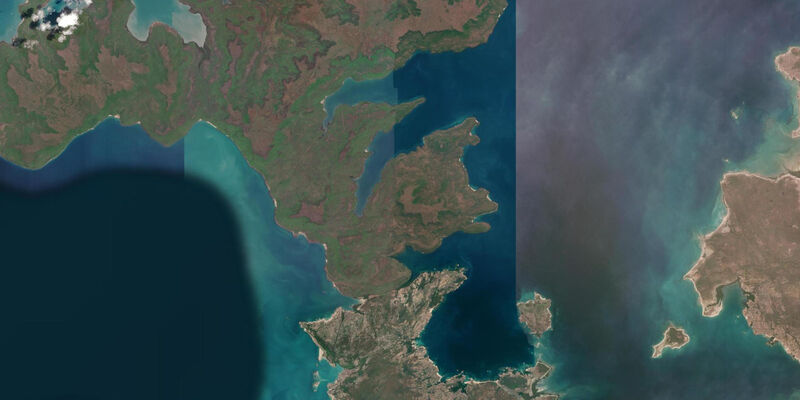 Satellite view of the coast near Jar Island