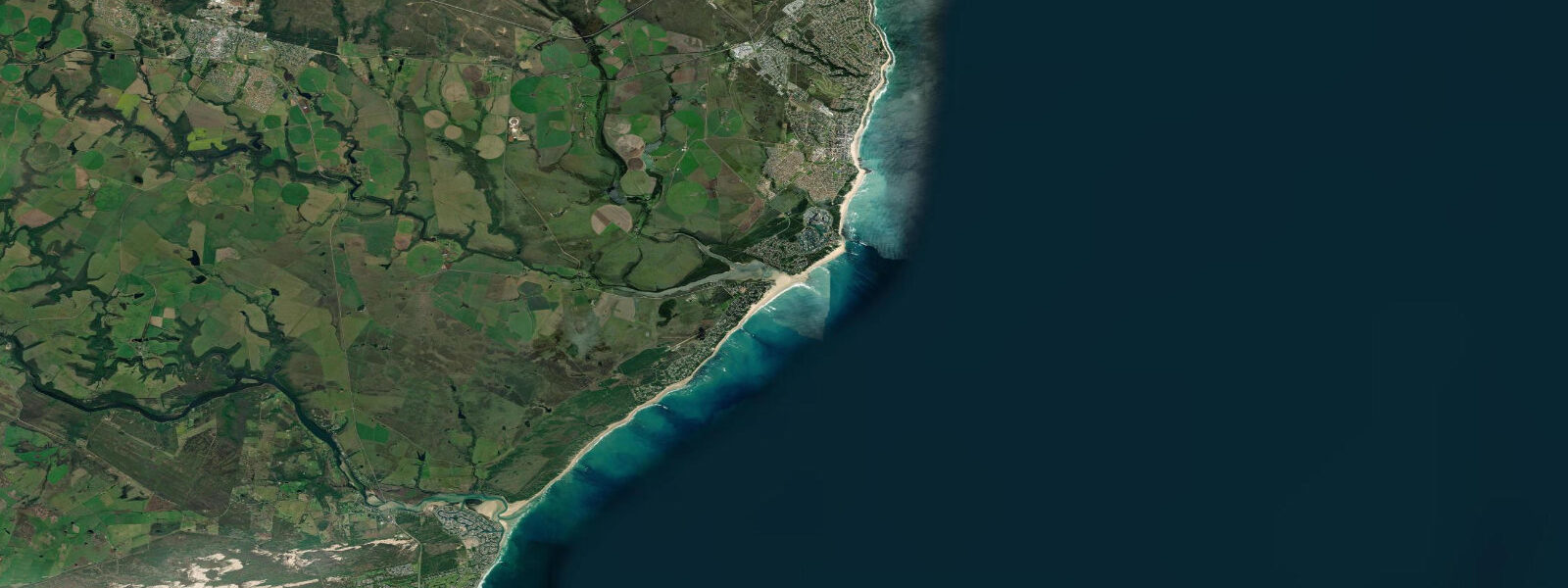 Satellite view of the coast near Jeffrey's Bay