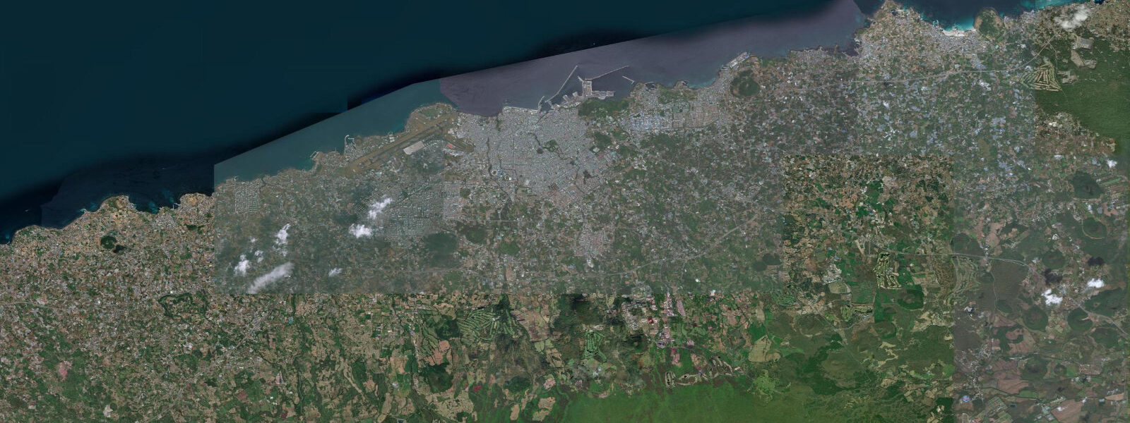 Satellite view of the coast near Jeju City, Jeju Island