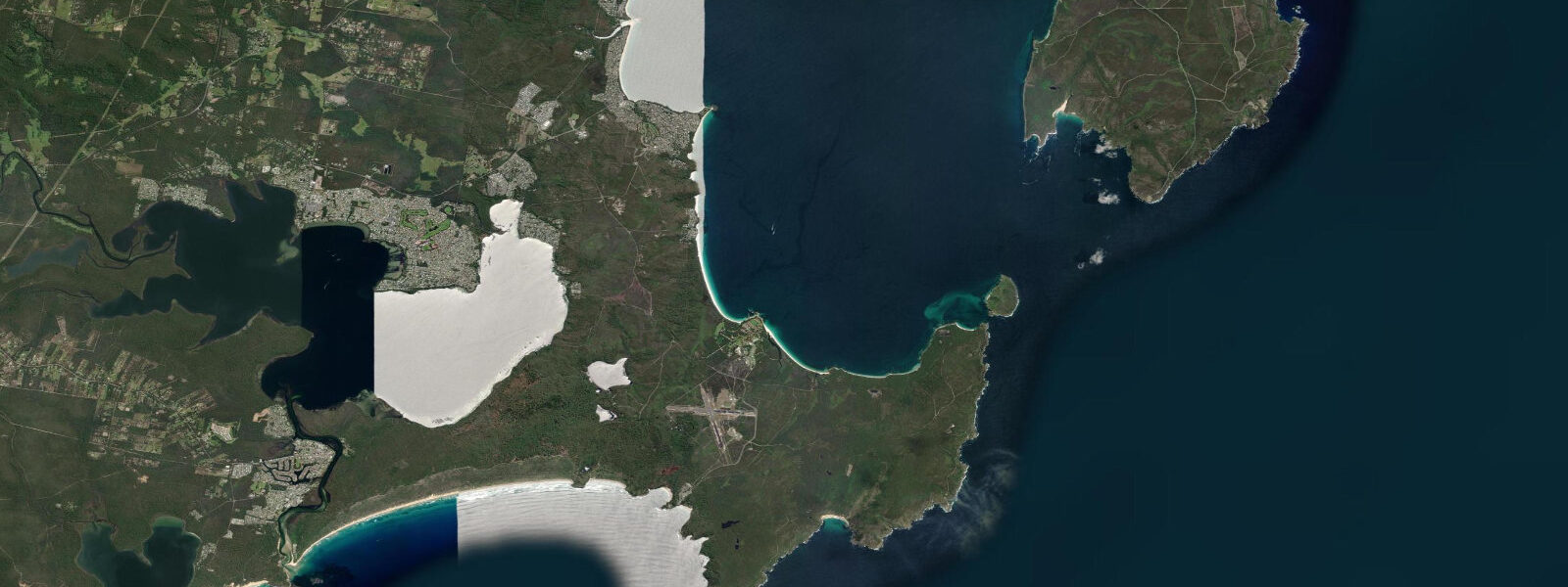 Satellite view of the coast near Jervis Bay