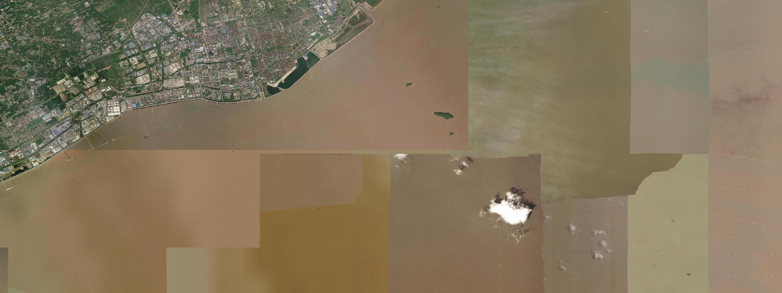 Satellite view of the coast near Jinshan, Shanghai
