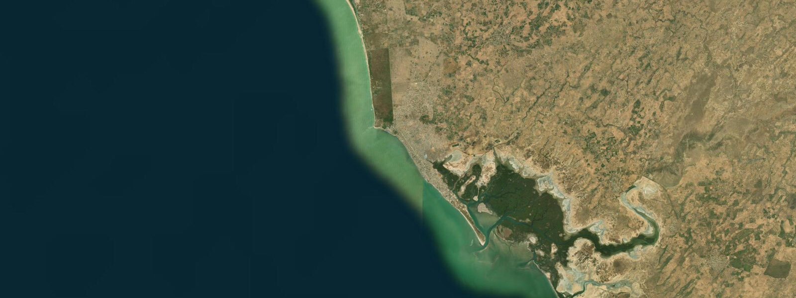 Satellite view of the coast near Joal-Fadiouth