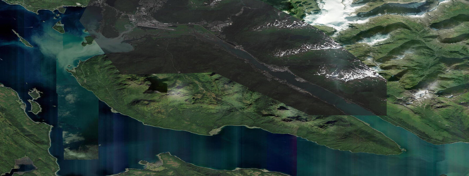 Satellite view of the coast near Juneau, AK