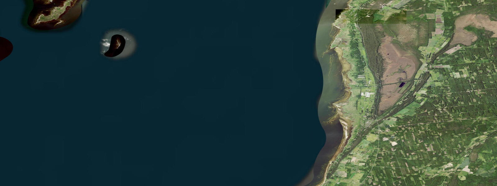 Satellite view of the coast near Kabli, Estonia