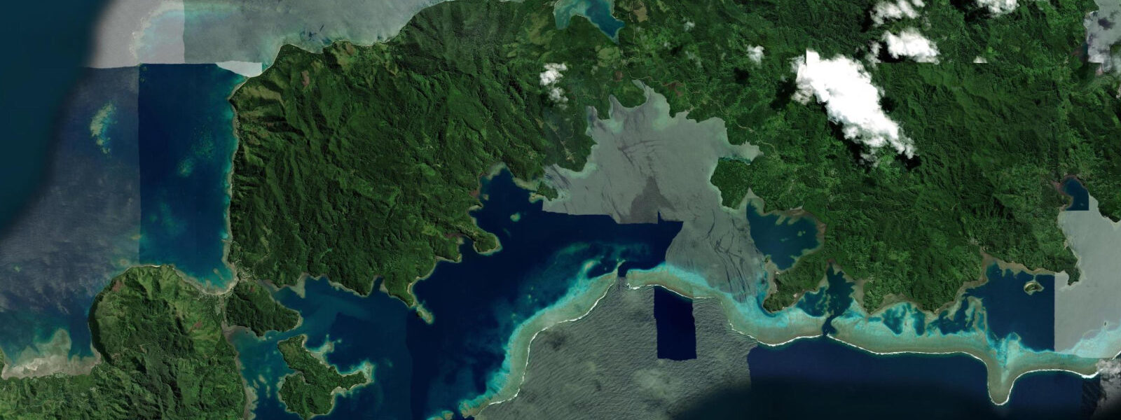 Satellite view of the coast near Kadavu, Fiji